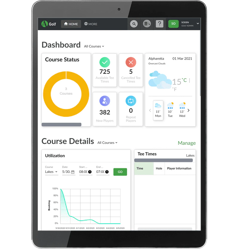 screenshot of Agilysys Golf